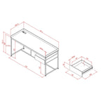 Bureau industriel gris clair / chêne rustique avec tiroir, étagère et ports USB pour 1 personne