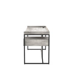 Bureau industriel gris clair / chêne rustique avec tiroir, étagère et ports USB pour 1 personne
