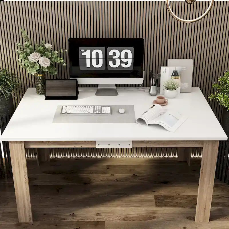 Table à manger extensible en MDF blanc pour 4 à 6 personnes