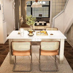 Table à manger extensible en MDF blanc pour 4 à 6 personnes
