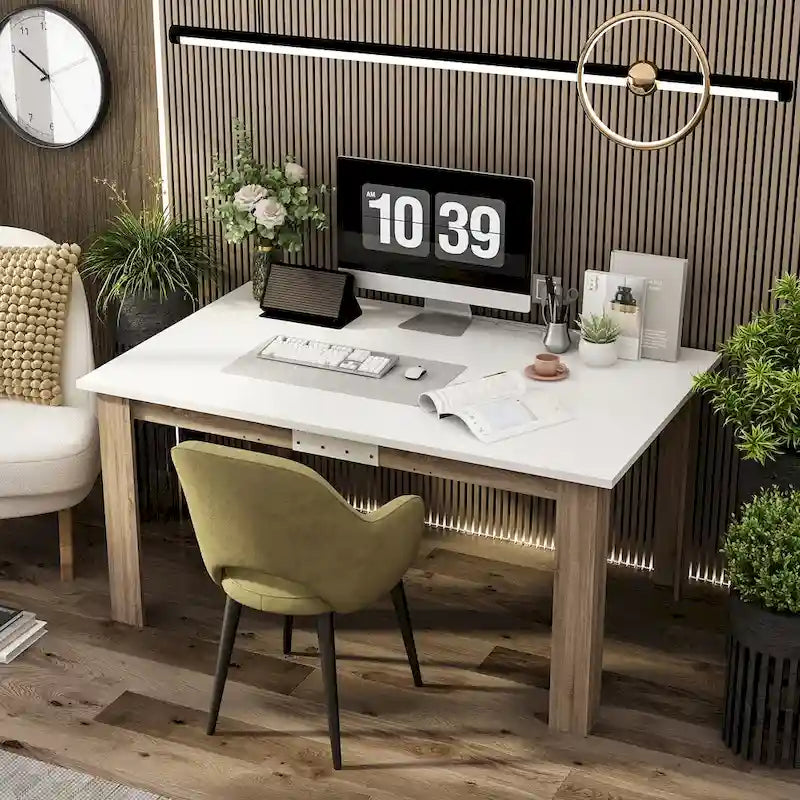 Table à manger extensible en MDF blanc pour 4 à 6 personnes
