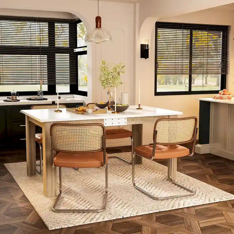 Table à manger extensible en MDF blanc pour 4 à 6 personnes
