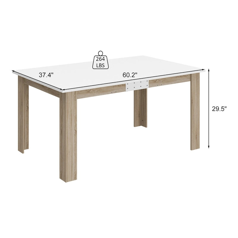 Table à manger extensible en MDF blanc pour 4 à 6 personnes