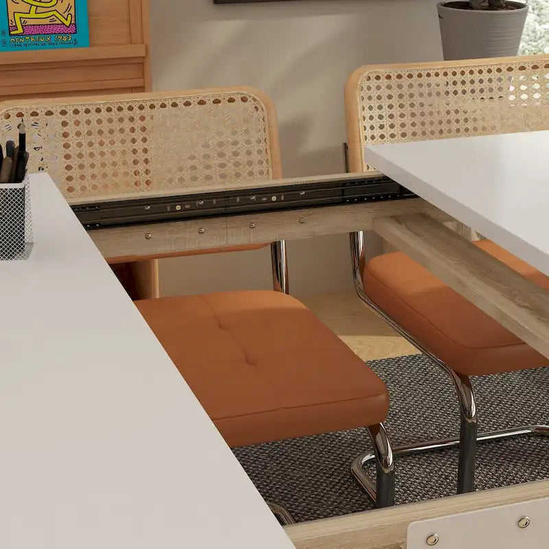 Table à manger extensible en MDF blanc pour 4 à 6 personnes