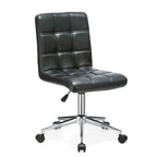 Chaise de bureau sans accoudoirs capitonnée en similicuir noir / marron / gris / rouge / rose avec roulettes, 1 pièce