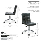 Chaise de bureau sans accoudoirs capitonnée en similicuir noir / marron / gris / rouge / rose avec roulettes, 1 pièce