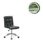 Chaise de bureau sans accoudoirs capitonnée en similicuir noir / marron / gris / rouge / rose avec roulettes, 1 pièce
