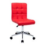Chaise de bureau sans accoudoirs capitonnée en similicuir noir / marron / gris / rouge / rose avec roulettes, 1 pièce