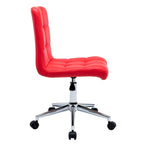 Chaise de bureau sans accoudoirs capitonnée en similicuir noir / marron / gris / rouge / rose avec roulettes, 1 pièce