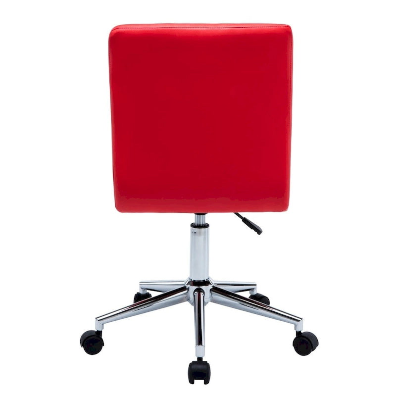 Chaise de bureau sans accoudoirs capitonnée en similicuir noir / marron / gris / rouge / rose avec roulettes, 1 pièce