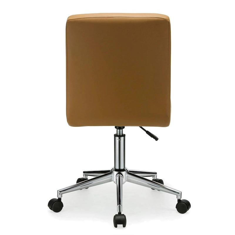 Chaise de bureau sans accoudoirs capitonnée en similicuir noir / marron / gris / rouge / rose avec roulettes, 1 pièce