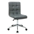 Chaise de bureau sans accoudoirs capitonnée en similicuir noir / marron / gris / rouge / rose avec roulettes, 1 pièce