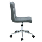 Chaise de bureau sans accoudoirs capitonnée en similicuir noir / marron / gris / rouge / rose avec roulettes, 1 pièce