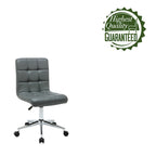 Chaise de bureau sans accoudoirs capitonnée en similicuir noir / marron / gris / rouge / rose avec roulettes, 1 pièce