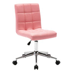 Chaise de bureau sans accoudoirs capitonnée en similicuir noir / marron / gris / rouge / rose avec roulettes, 1 pièce