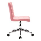Chaise de bureau sans accoudoirs capitonnée en similicuir noir / marron / gris / rouge / rose avec roulettes, 1 pièce