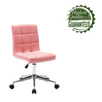 Chaise de bureau sans accoudoirs capitonnée en similicuir noir / marron / gris / rouge / rose avec roulettes, 1 pièce