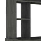 Bureau en stratifié noir/chêne gris/gris clair avec huche et 5 étagères ouvertes pour 1 personne