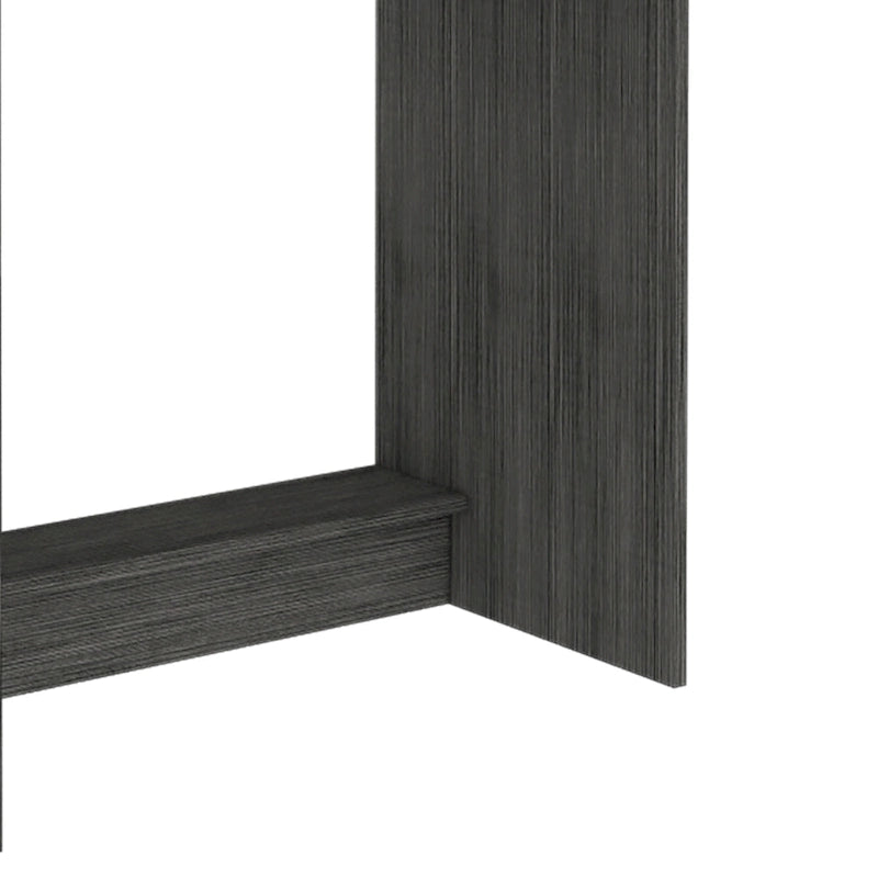 Bureau en stratifié noir/chêne gris/gris clair avec huche et 5 étagères ouvertes pour 1 personne