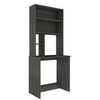Bureau en stratifié noir/chêne gris/gris clair avec huche et 5 étagères ouvertes pour 1 personne