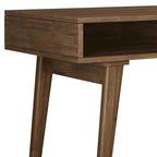 Bureau rustique en bois d'acacia massif brun vieilli de 60 pouces avec 2 tiroirs et 2 compartiments ouverts pour 1