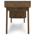 Bureau rustique en bois d'acacia massif brun vieilli de 60 pouces avec 2 tiroirs et 2 compartiments ouverts pour 1