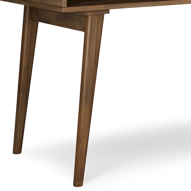 Bureau rustique en bois d'acacia massif brun vieilli de 60 pouces avec 2 tiroirs et 2 compartiments ouverts pour 1