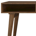 Bureau rustique en bois d'acacia massif brun vieilli de 60 pouces avec 2 tiroirs et 2 compartiments ouverts pour 1