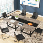 Table de conférence rustique en MDF brun / blanc / gris 2 pièces pour 6-8 personnes
