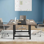 Table de conférence rustique en MDF brun / blanc / gris 2 pièces pour 6-8 personnes