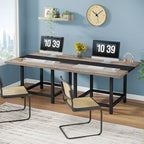 Table de conférence rustique en MDF brun / blanc / gris 2 pièces pour 6-8 personnes