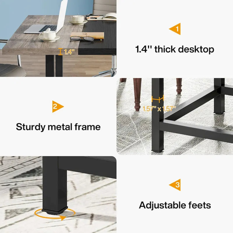 Table de conférence rustique en MDF brun / blanc / gris 2 pièces pour 6-8 personnes