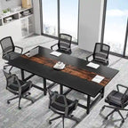 Table de conférence rustique en MDF brun / blanc / gris 2 pièces pour 6-8 personnes