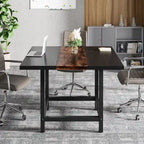 Table de conférence rustique en MDF brun / blanc / gris 2 pièces pour 6-8 personnes