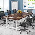 Table de conférence rustique en MDF brun / blanc / gris 2 pièces pour 6-8 personnes