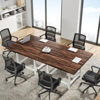Table de conférence rustique en MDF brun / blanc / gris 2 pièces pour 6-8 personnes