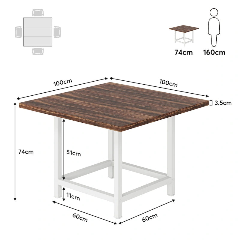 Table de conférence rustique en MDF brun / blanc / gris 2 pièces pour 6-8 personnes