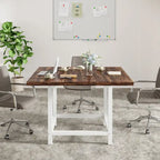 Table de conférence rustique en MDF brun / blanc / gris 2 pièces pour 6-8 personnes