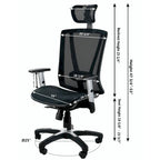 Chaise de bureau ergonomique à dossier haut en maille marron avec appui-tête et accoudoirs réglables pour 1