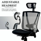 Chaise de bureau ergonomique à dossier haut en maille marron avec appui-tête et accoudoirs réglables pour 1
