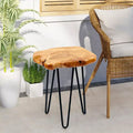 Petite table d'appoint – Bois de cèdre naturel avec pieds épingles noirs, une personne