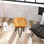 Petite table d'appoint – Bois de cèdre naturel avec pieds épingles noirs, une personne