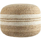 Pouf tissé à rayures style ferme – Marron/Rose / Marron clair/Blanc, Jute & Polybilles style Cottage, Utilisation individuelle