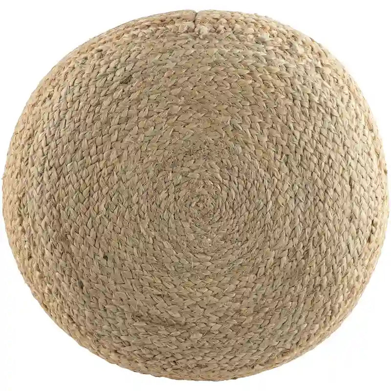Pouf tissé à rayures style ferme – Marron/Rose / Marron clair/Blanc, Jute & Polybilles style Cottage, Utilisation individuelle