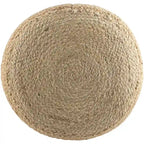 Pouf tissé à rayures style ferme – Marron/Rose / Marron clair/Blanc, Jute & Polybilles style Cottage, Utilisation individuelle