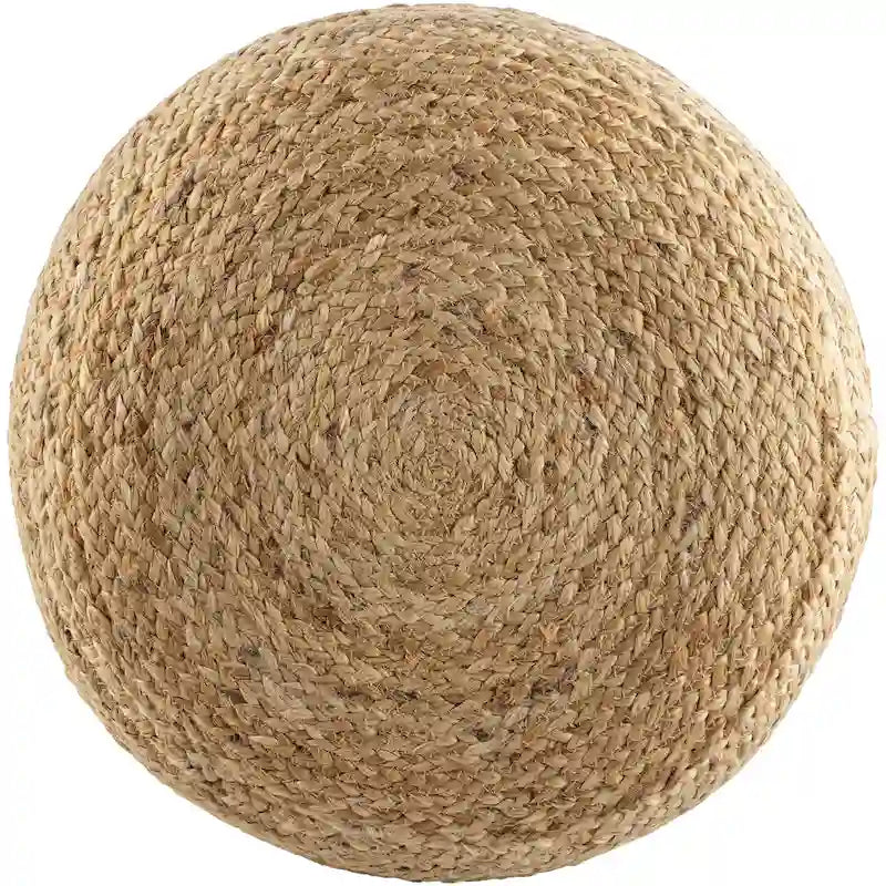 Pouf tissé à rayures style ferme – Marron/Rose / Marron clair/Blanc, Jute & Polybilles style Cottage, Utilisation individuelle