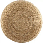 Pouf tissé à rayures style ferme – Marron/Rose / Marron clair/Blanc, Jute & Polybilles style Cottage, Utilisation individuelle