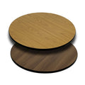 Plateau de table rond réversible en stratifié Noyer naturel/Blanc/Gris pour 4 personnes