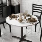 Plateau de table rond réversible en stratifié Noyer naturel/Blanc/Gris pour 4 personnes