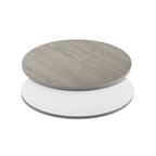 Plateau de table rond réversible en stratifié Noyer naturel/Blanc/Gris pour 4 personnes